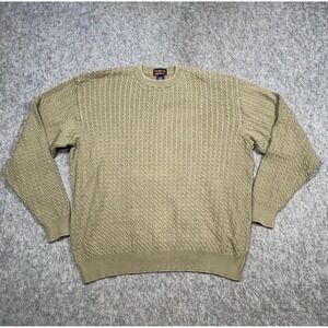 Overton Shirt Maker Pullover Sweater Men's Size Large Tan Brown Cable Knit Crew